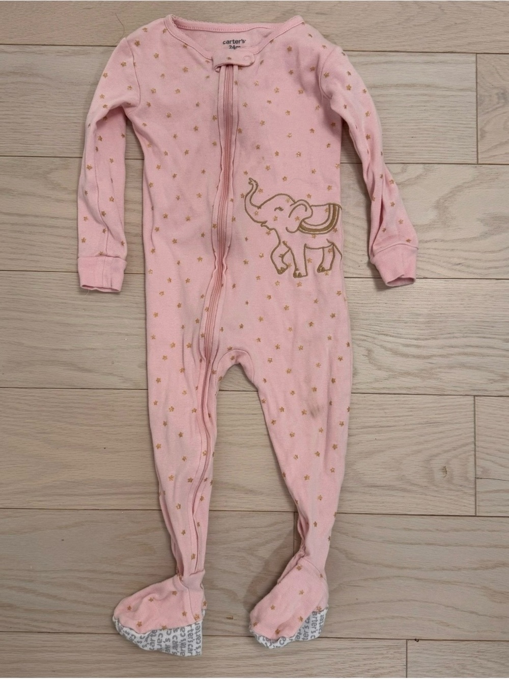 Carter's Pink Elephant Footed One-Piece 24M